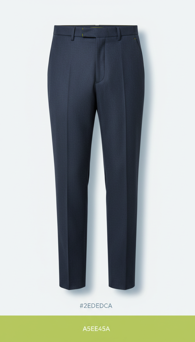 Slate Navy Wool-Blend Tailored Trousers