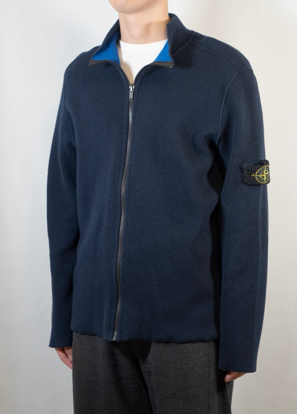 stone island cashmere reversible zip cardigan