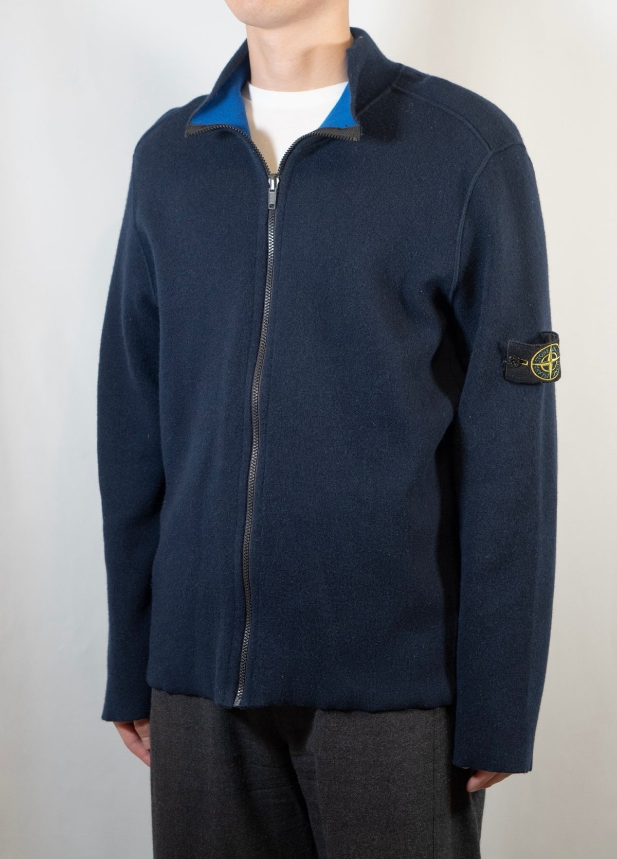 stone island cashmere reversible zip cardigan