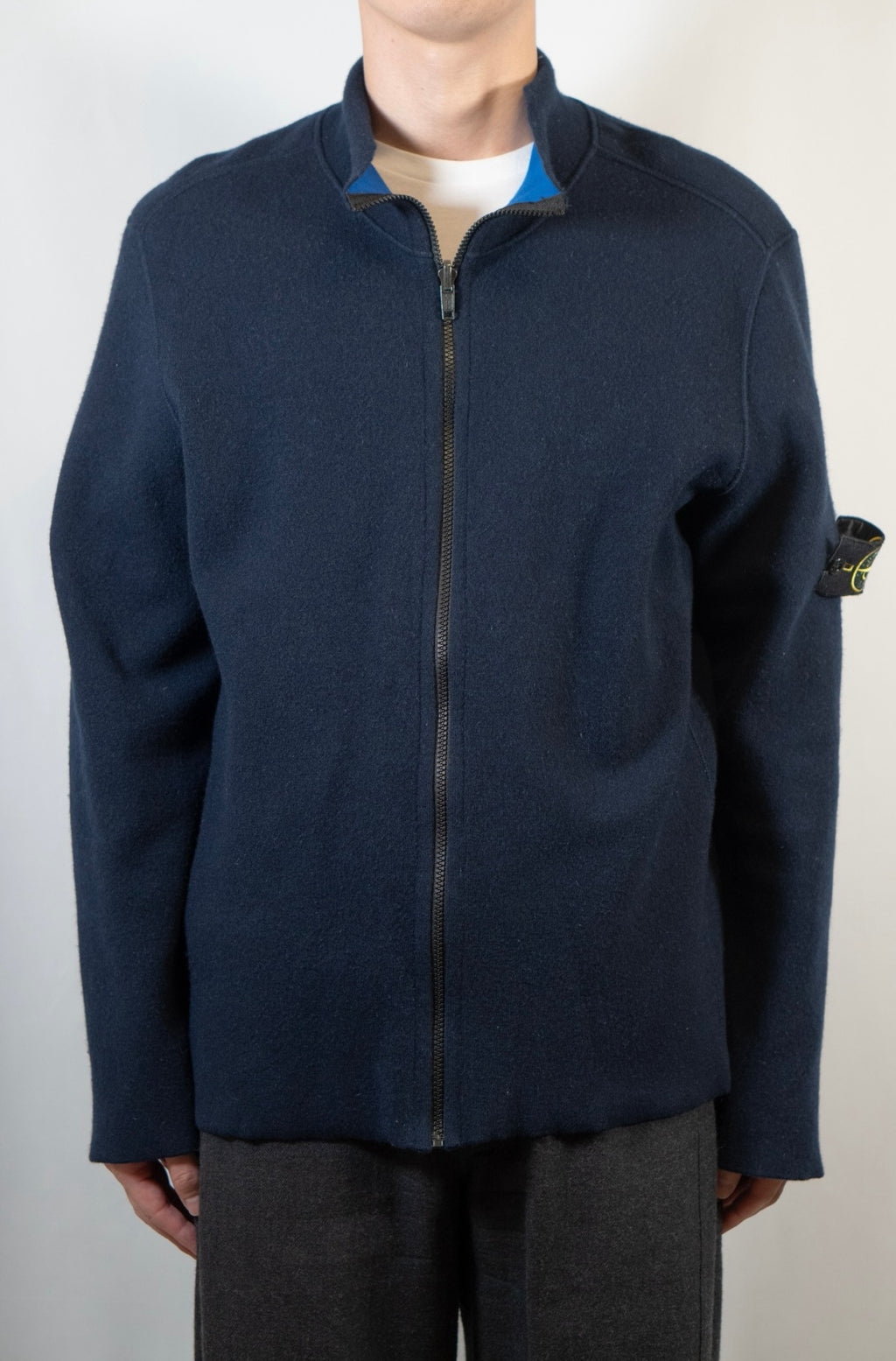 stone island cashmere reversible zip cardigan