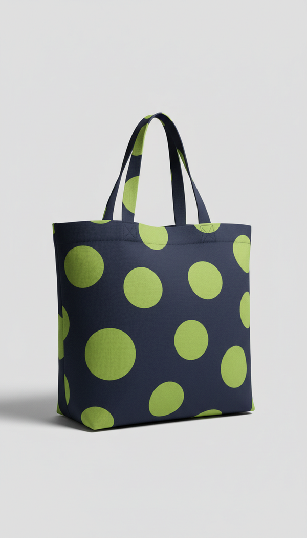 Canvas Tote Bag with Oversized Polka Dots